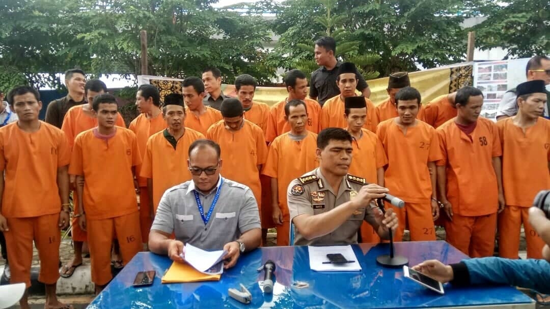 Polda Riau Anamkan 19 Tersangka dan 52,8 Ton Kayu Illog