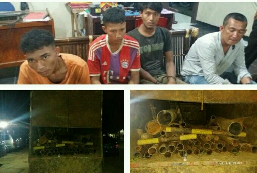 Polsek Tanah Putih, Rohil Tahan 4 Maling dan Penadah Pipa Chevron