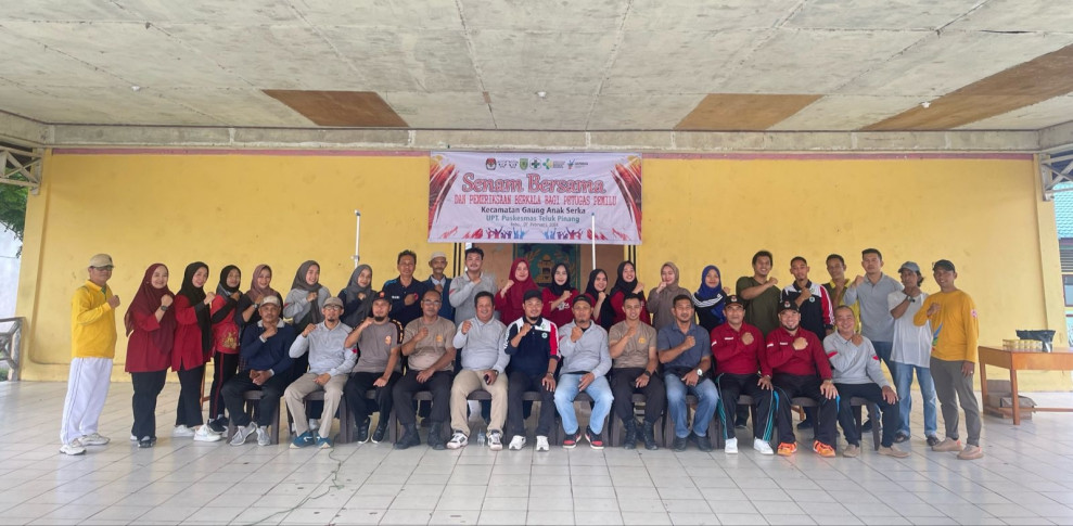 UPT Puskesmas Teluk Pinang Gelar Senam Bersama dan Pemeriksaan Berkala Petugas Pemilu