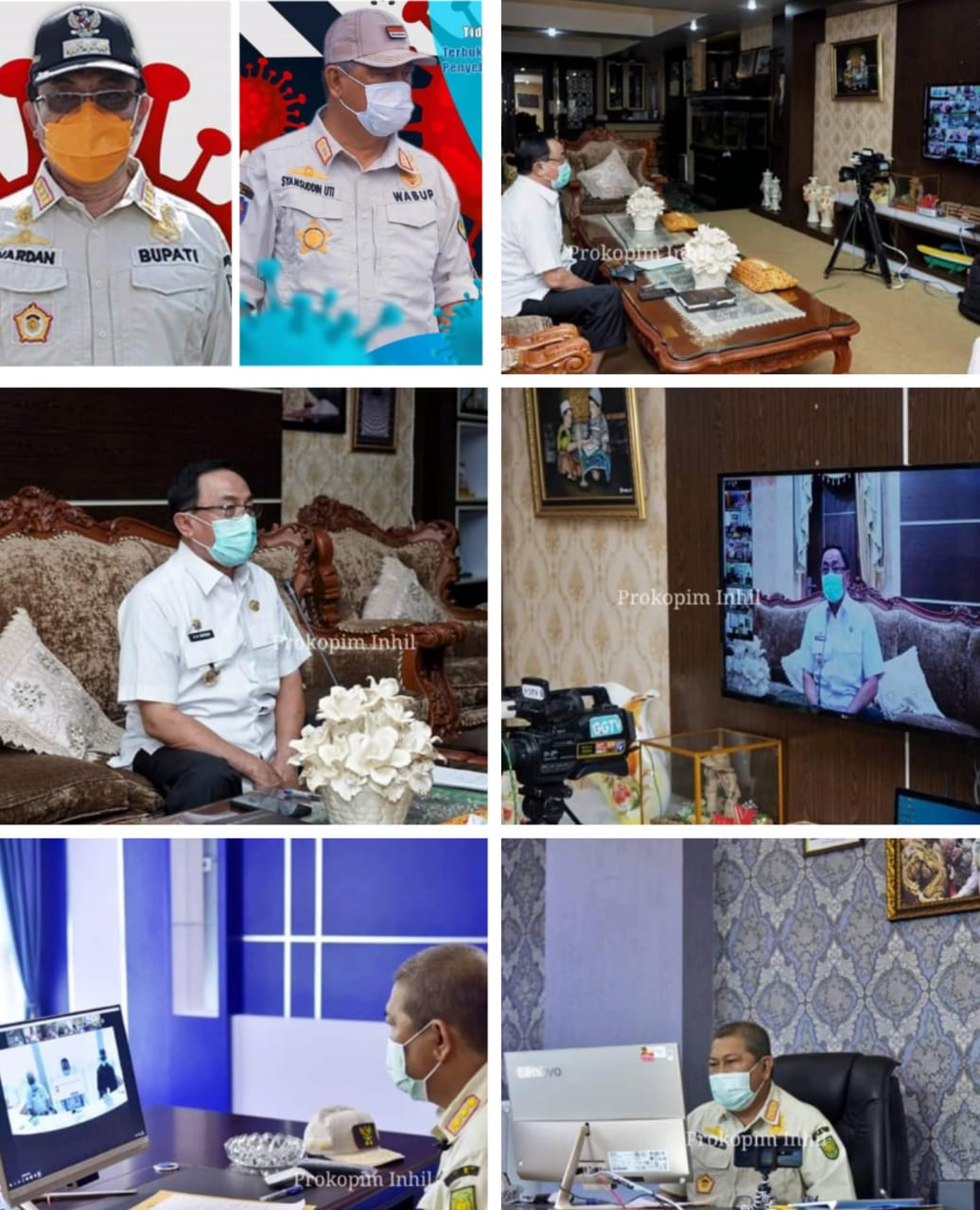 Beri Arahan Terkait Covid-19, Bupati dan Wabup Vid-Con dengan 30 Puskesmas se-Inhil