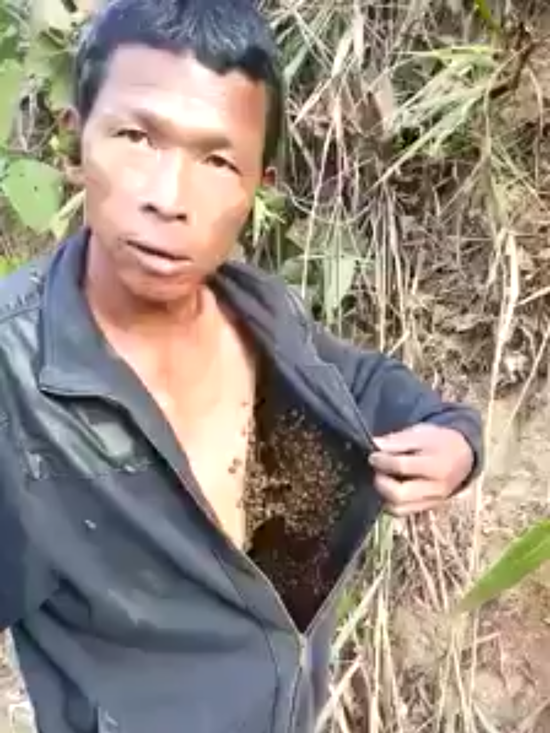 Ratusan Tawon Membuat Sarang di Badan Pria Ini