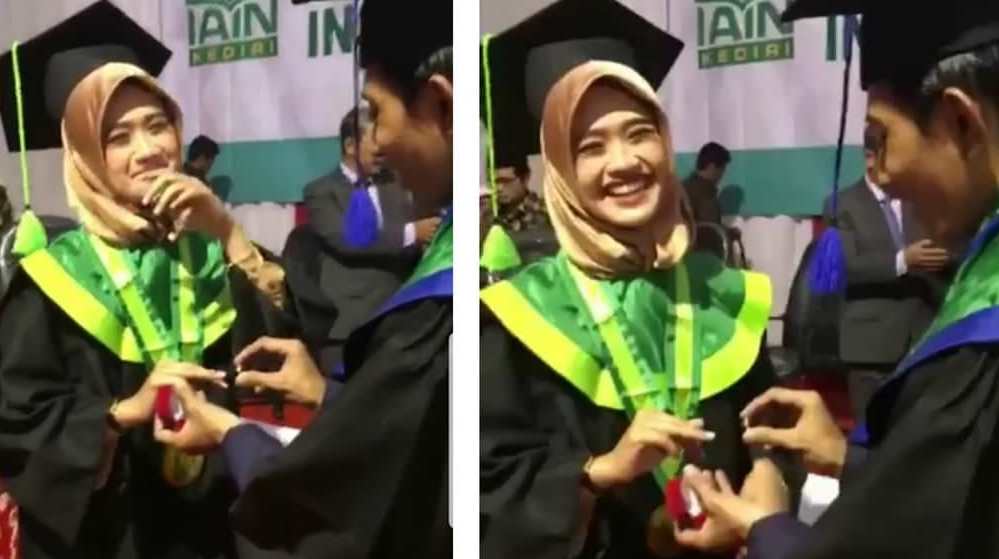 Wanita Ini Dilamar Kekasihnya Di Waktu Wisuda Bersamaan