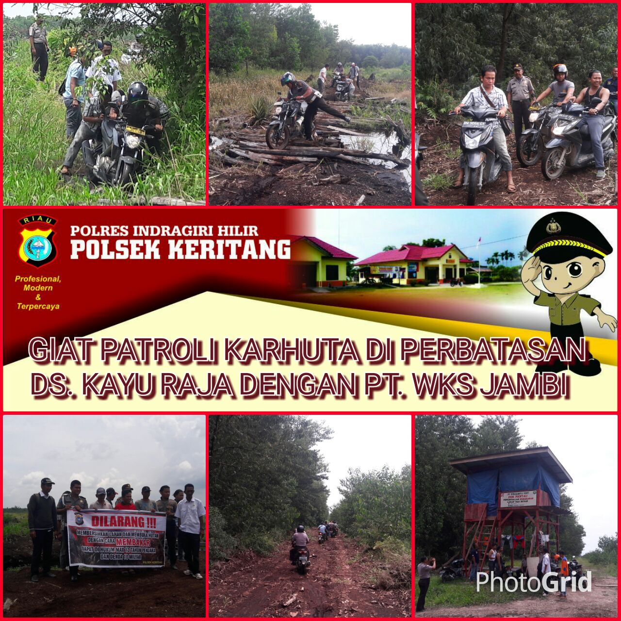 Kapolsek Keritang Pimpin Patroli Karhutla dan Cek Kanal Bloking
