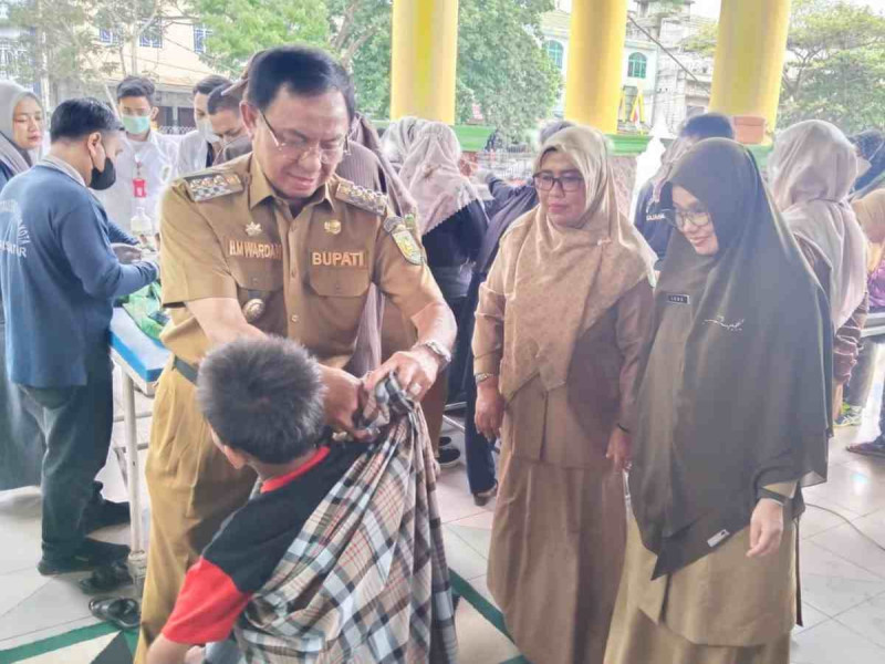 Rangkaian HPN Riau, Puluhan Anak Ikuti Sunal Massal Gratis Tajaan Diskes Inhil
