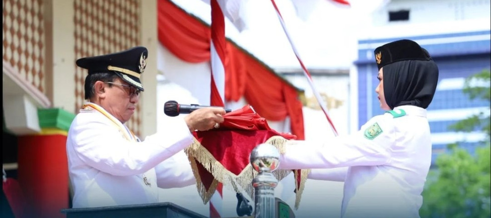 Bupati Inhil Pimpin Upacara HUT RI ke-78 di Lapangan Gajah Mada Tembilahan