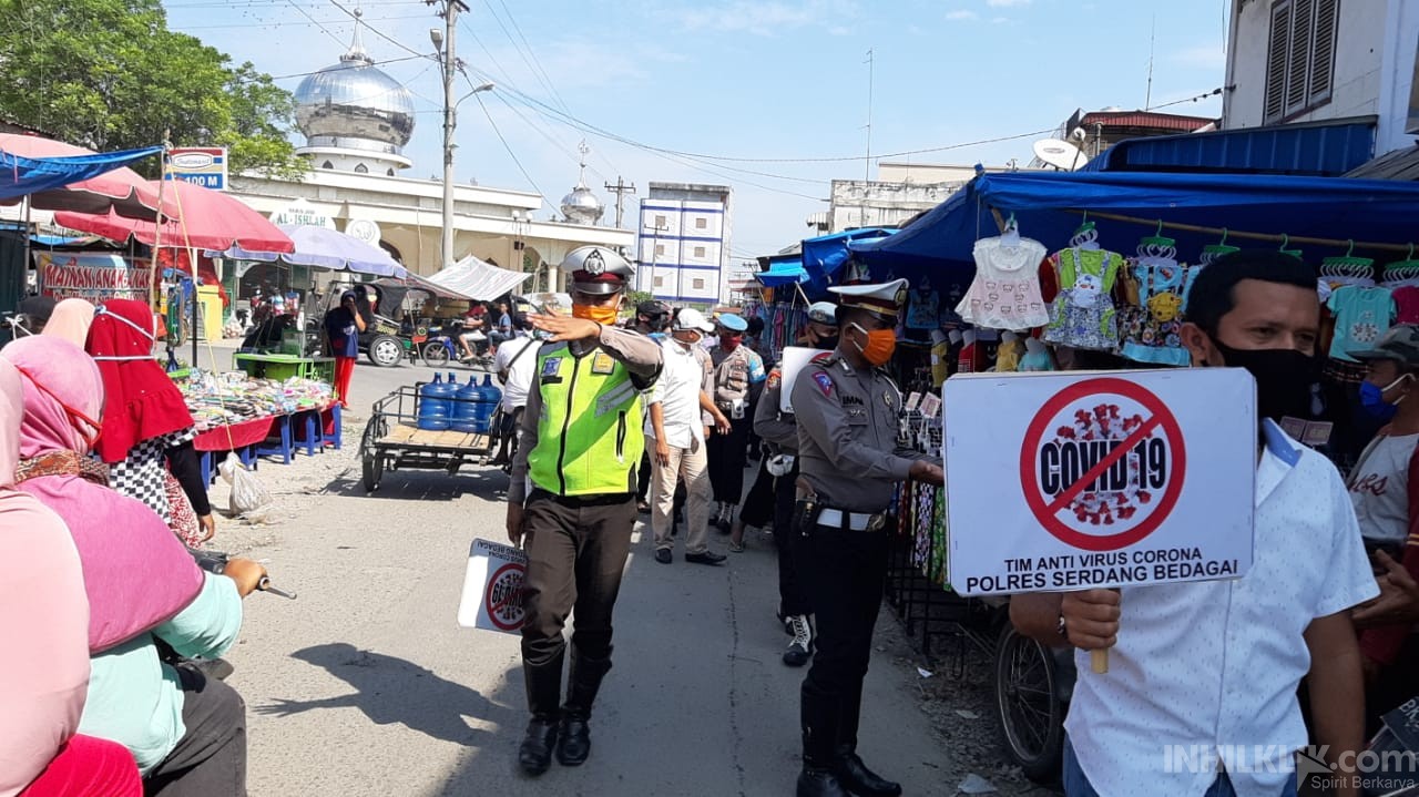 Unit Patroli Sat Lantas Polres Sergai Sosialisasikan Pencegahan Covid-19