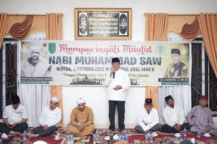 Bupati Inhil Hadiri Peringatan Maulid Nabi Muhammad SAW di Rumah Ketua DPRD