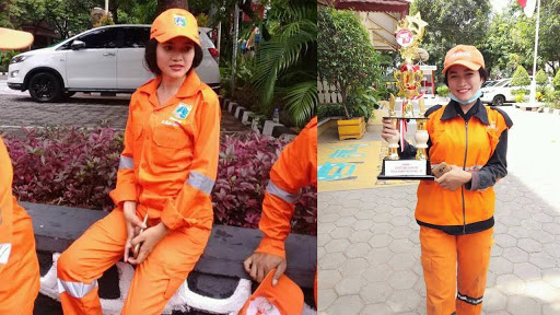 Gadis Nan Cantik Sellha Purba Tak Malu Sapu Jalan