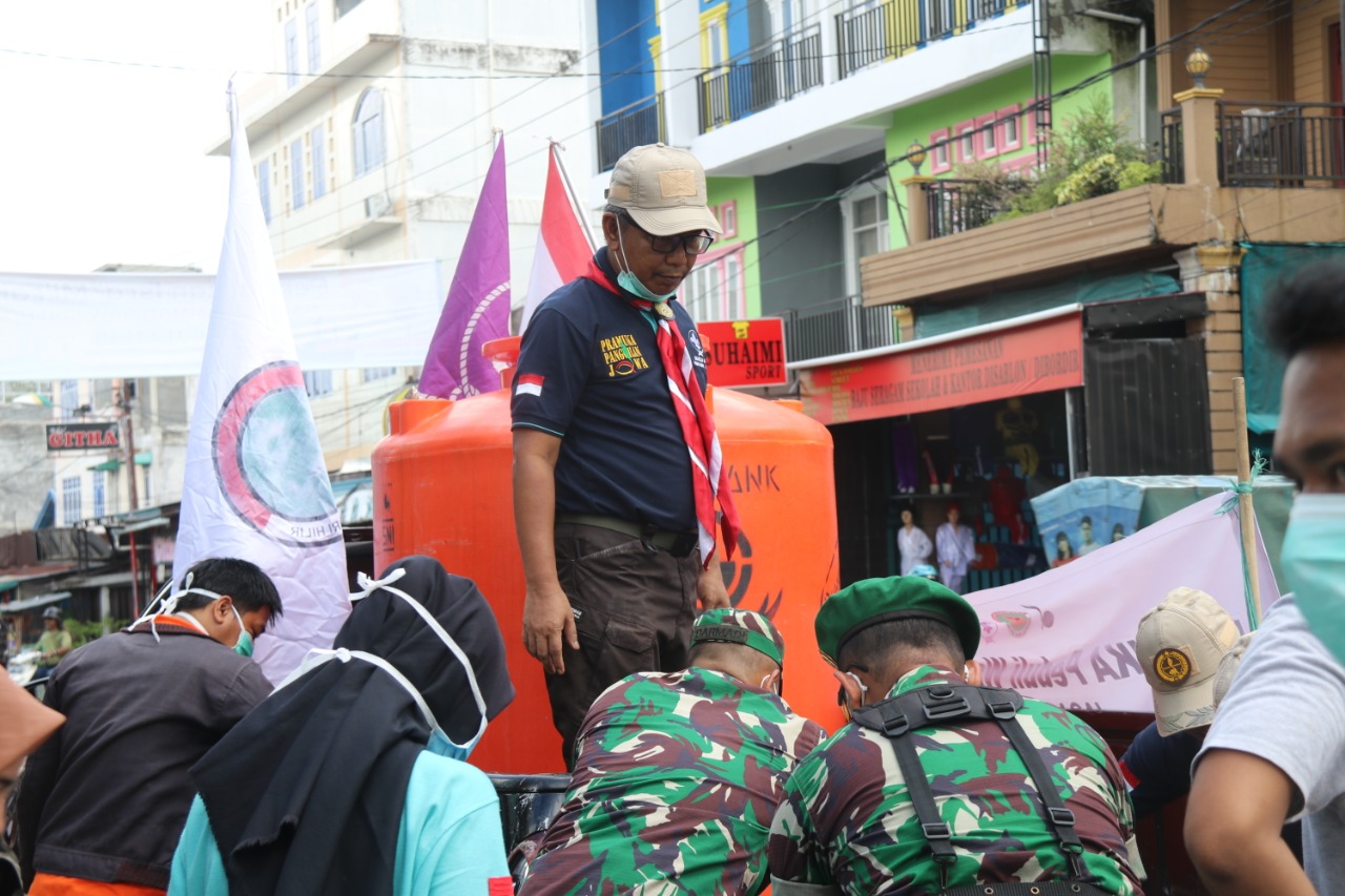 Siapkan 4000 Liter Disinfektan, Pramuka Inhil Dukung Kegiatan Peduli COVID-19