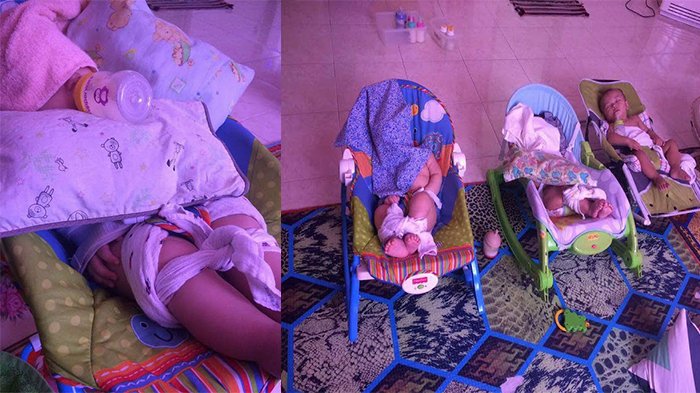 JAHAT! Bayi Ini Kaki dan Tangannya Diikat, Wajah Ditutupi Kain Saat Minum Susu Botol