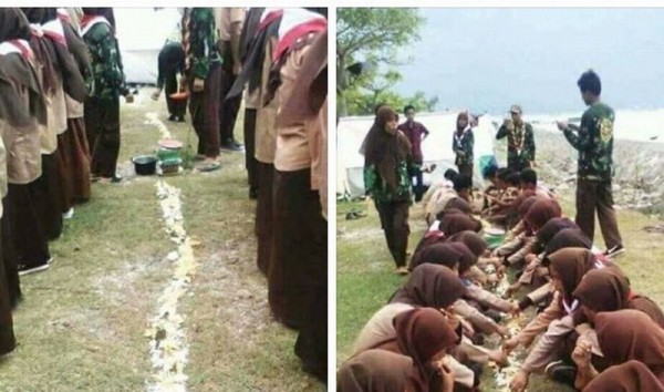 Tersebarnya Foto Anggota Pramuka Makan Berlapak Tanah Coreng Nama Pramuka