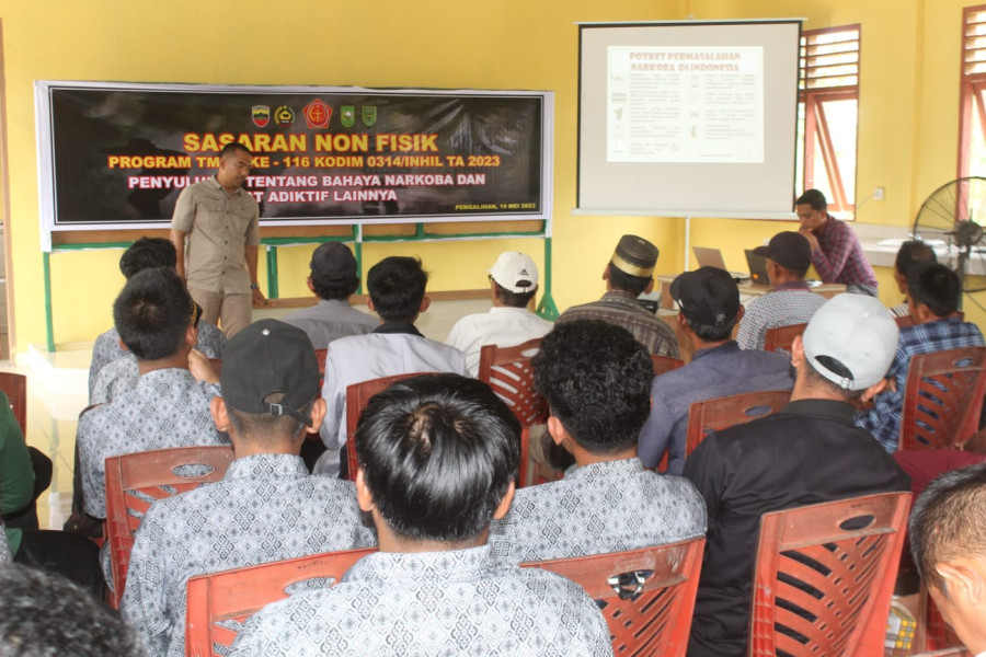 Satgas TMMD 116 Kodim 0314/Inhil Taja Penyuluhan Bahaya Narkoba dan Zat Adiktif