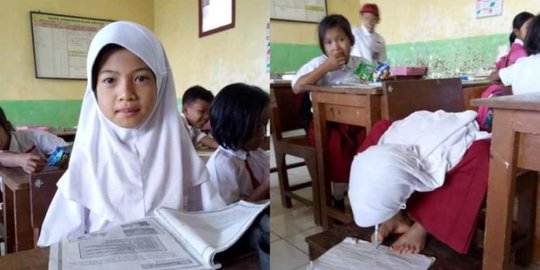 Semangat Luar Biasa Siswa SD yang Miliki Keterbatasan Fisik, Ini Buktinya...