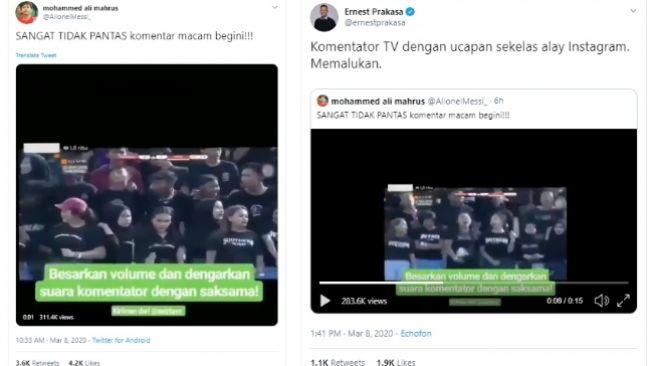 Video Komentator Liga 1 Indonesia Dinilai Lecehkan Suporter Perempuan