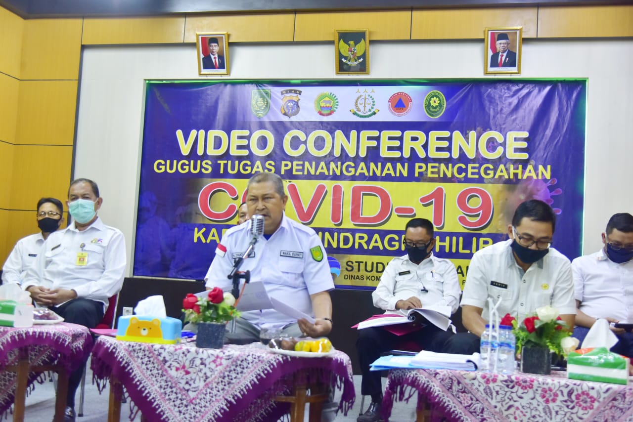 Wabup Inhil Ikuti Vid-Con Dengan Ketua RIB Covid-19