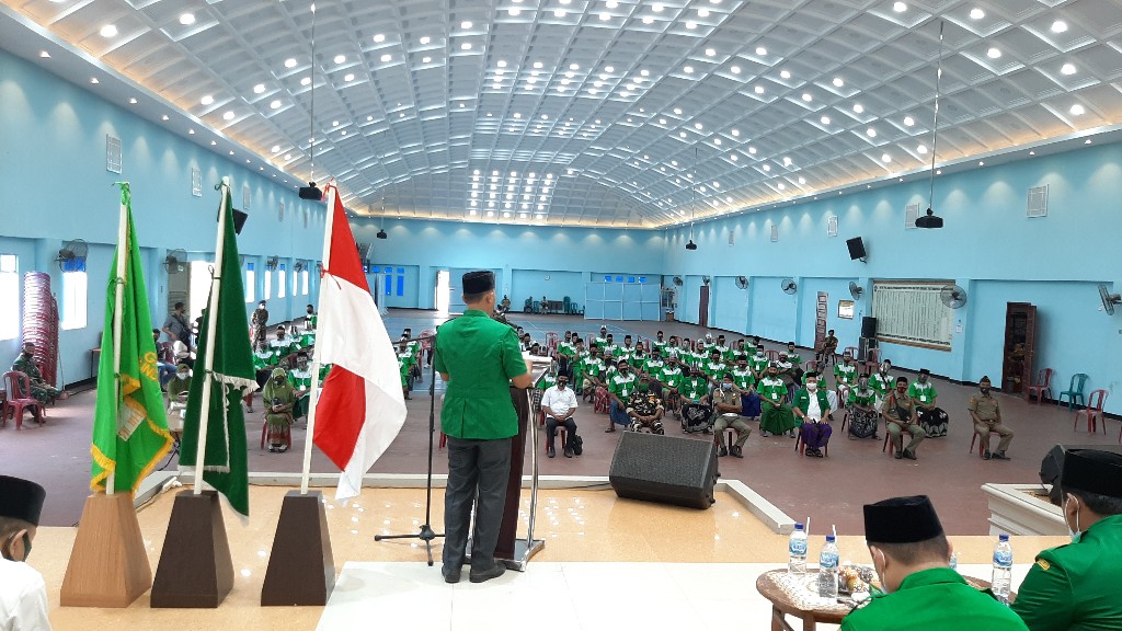 Ketua PC GP Ansor Inhil, Syamsul Muarif menyampaikan sambutan.